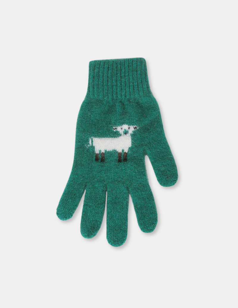 Merino Possum Gloves - Emerald Sheep