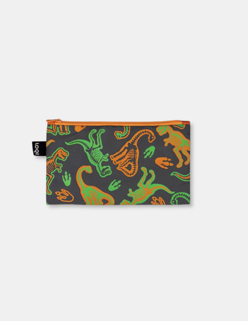 LOQI Dinosaur Skeleton Reflective Pencil Case