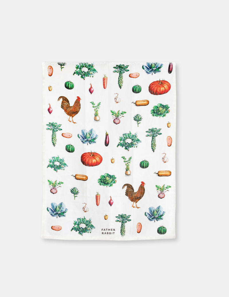 Vintage Vegetables Tea Towel by Father Rabbit