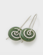 Small Silver Pounamu Spiral Drop Earrings