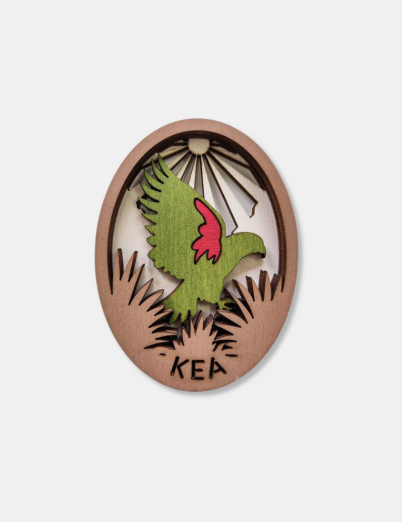 Kea Wood Cut Oval Magnet