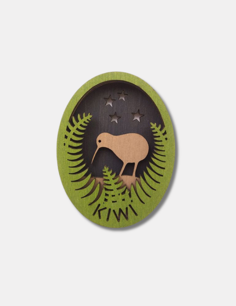 Kiwi Wood Cut Oval Magnet