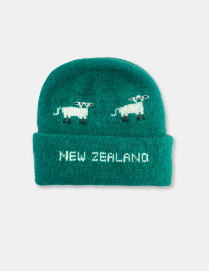 Merino Possum Beanie - Emerald Sheep