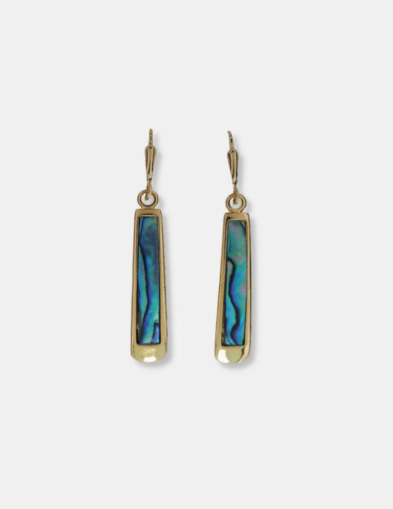 Long Paua Earrings - Gold