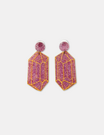 Pink Glitter Acrylic Crystal Geometry Earrings