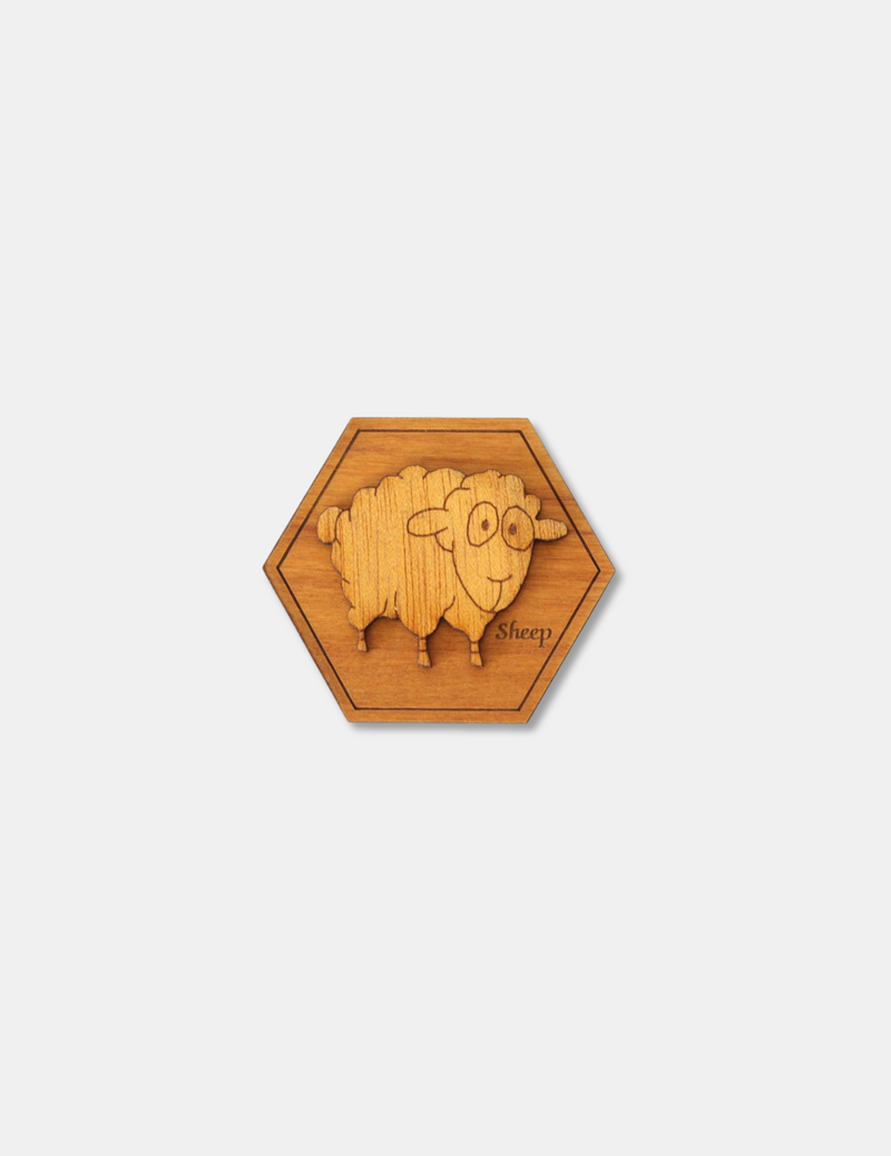 Wooden Sheep Magnet