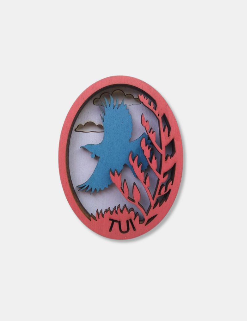 Tui Wood Cut Oval Magnet