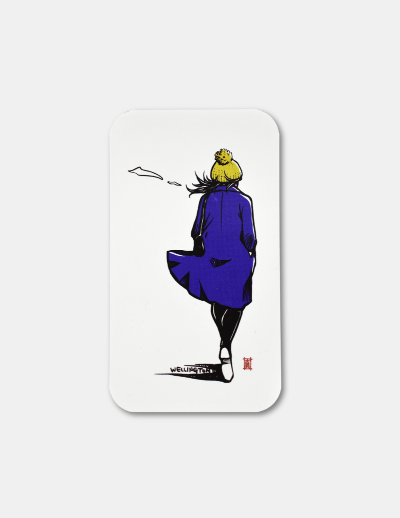Welly Girl Magnet - Blue Coat by Masako Styles